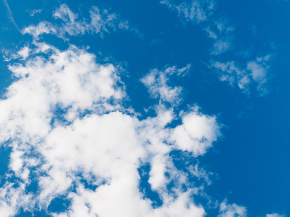 Free Image of Vivid sky with fluffy white clouds 