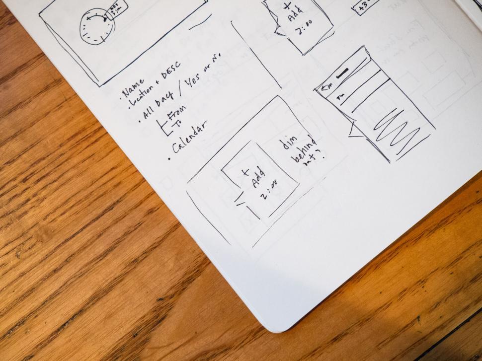 Free Image of Handwritten website wireframe on paper 