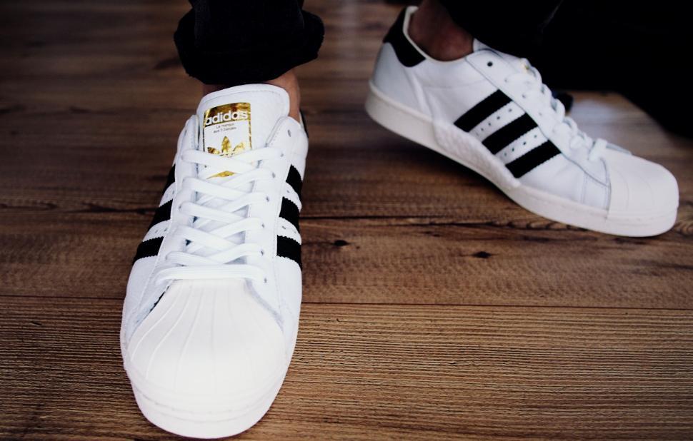 Free Image of Person wearing classic white sneakers 
