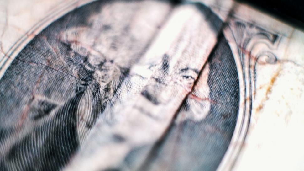 Free Image of Close-up on engraved presidential portrait 