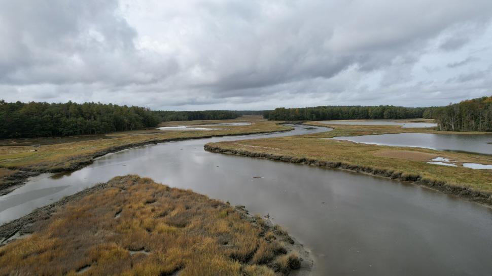 Free Image of Winding river through marshland 