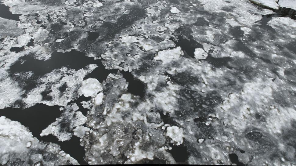 Free Image of Floating ice chunks on dark water 