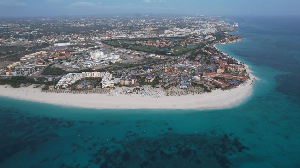 Free Image of Aerial view of tropical coastline and resorts 