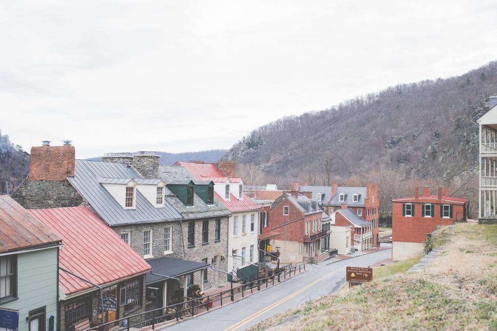 Free Image of Quaint town street with historic architecture 