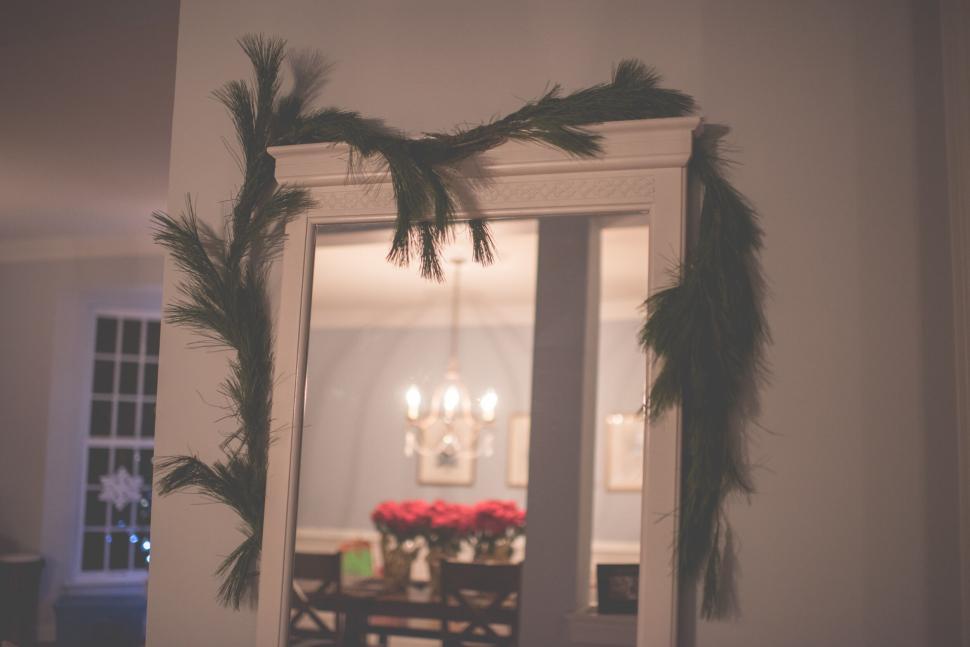 Free Image of Holiday decor framing a grand interior 