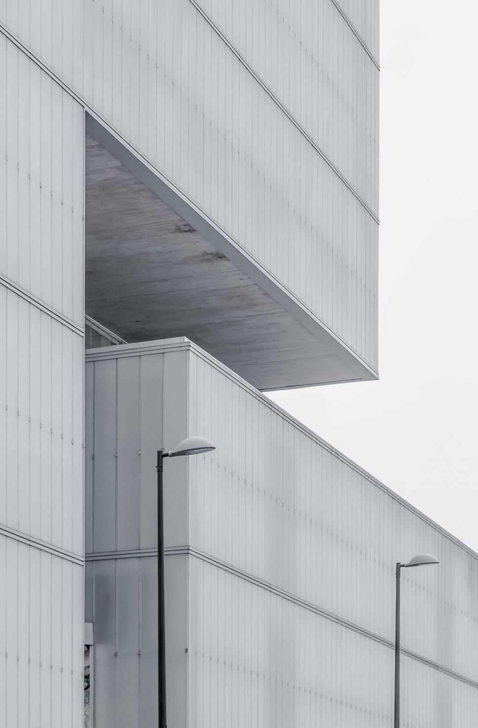 Free Image of Geometric architectural design with overlapping forms 