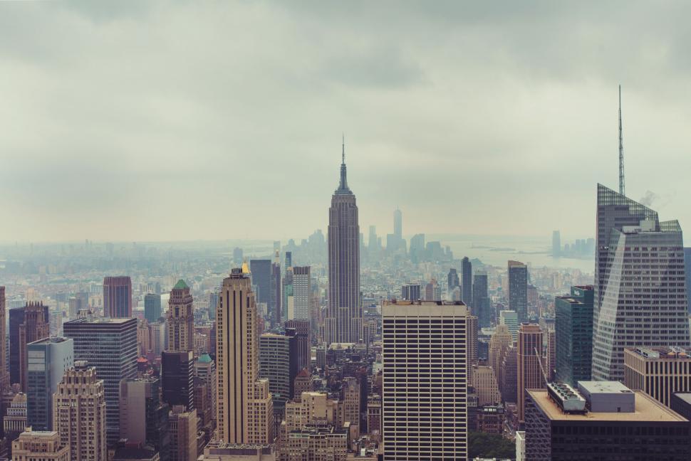 Free Image of View of urban skyline with iconic skyscrapers rising high 