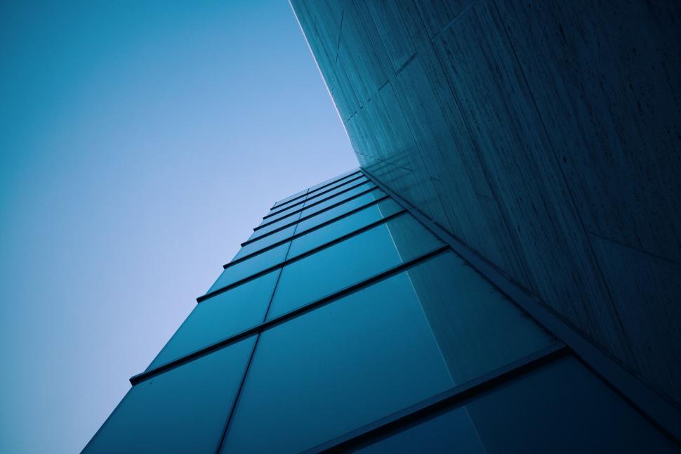 Free Image of Modern glass building with perspective view point 