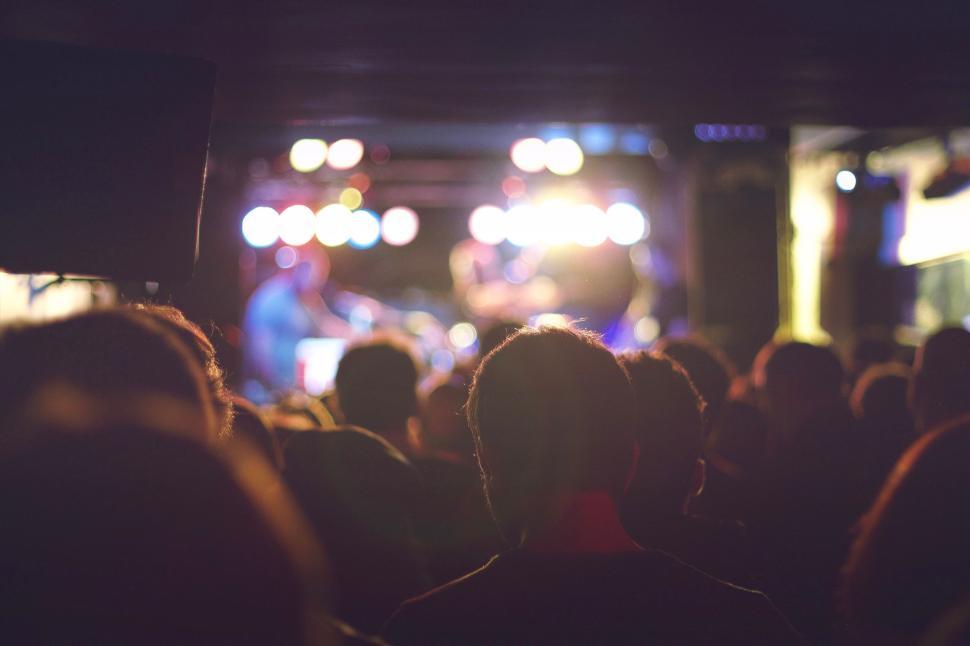 Free Image of Audience immersed in a live concert performance view 