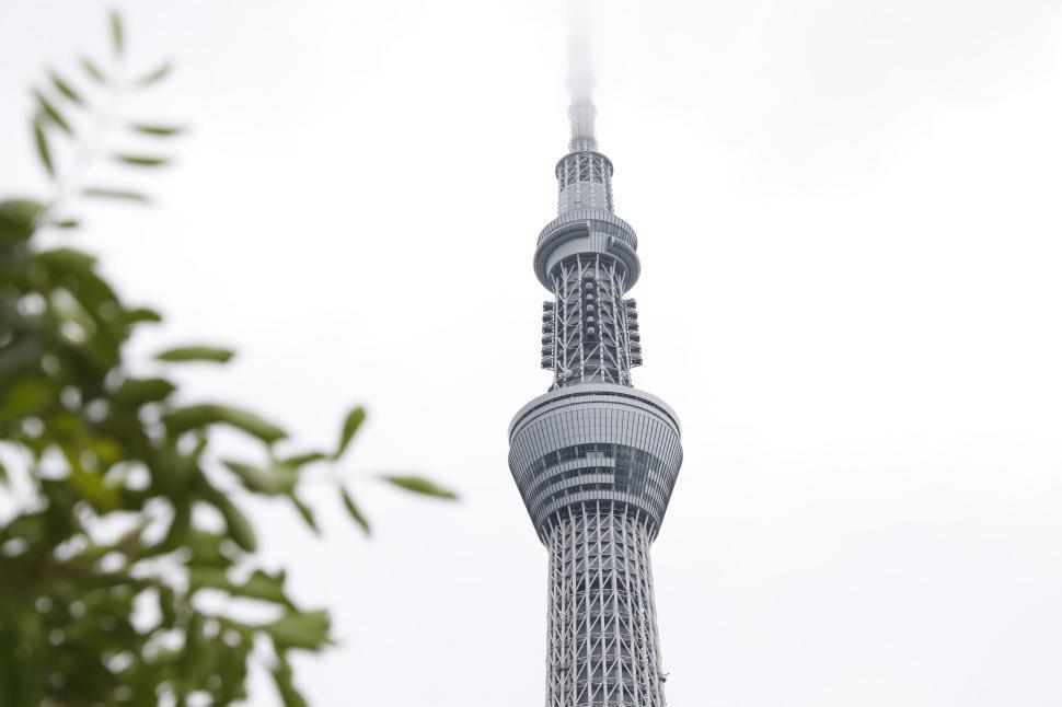 Free Image of Imposing modern tower pierces through the sky amid muted clouds 