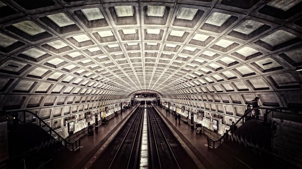 Free Image of Underground metro station with symmetrical design 