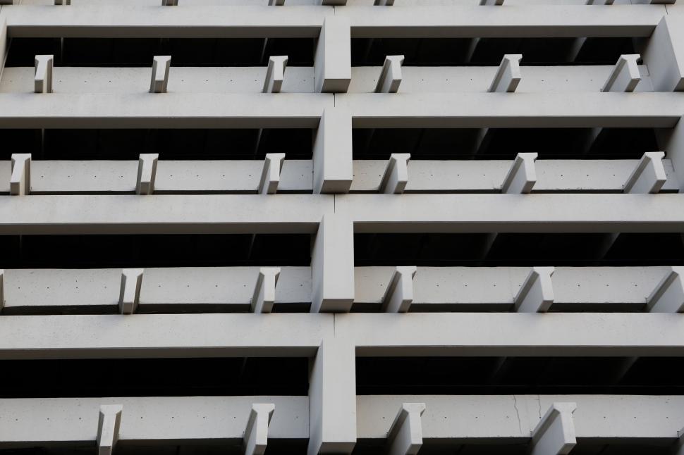 Free Image of Symmetrical Concrete Modern Building with Repetitive Patterns 