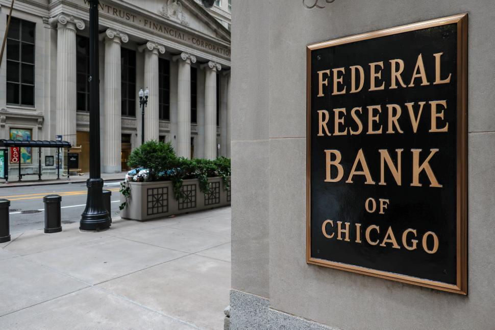 Free Image of Federal Reserve Bank of Chicago entrance with sign displayed 