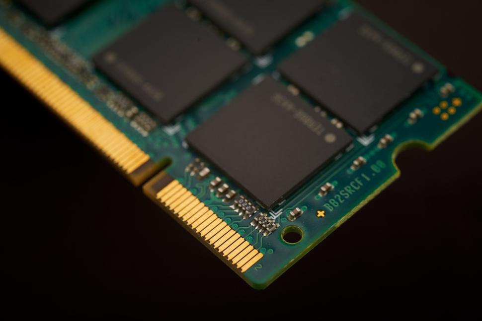 Free Image of Close-up view of a modern computer RAM memory module in detail 