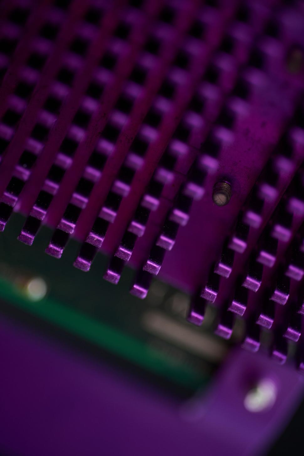 Free Image of Purple heat sink image showing precise and detailed fins close-up. 