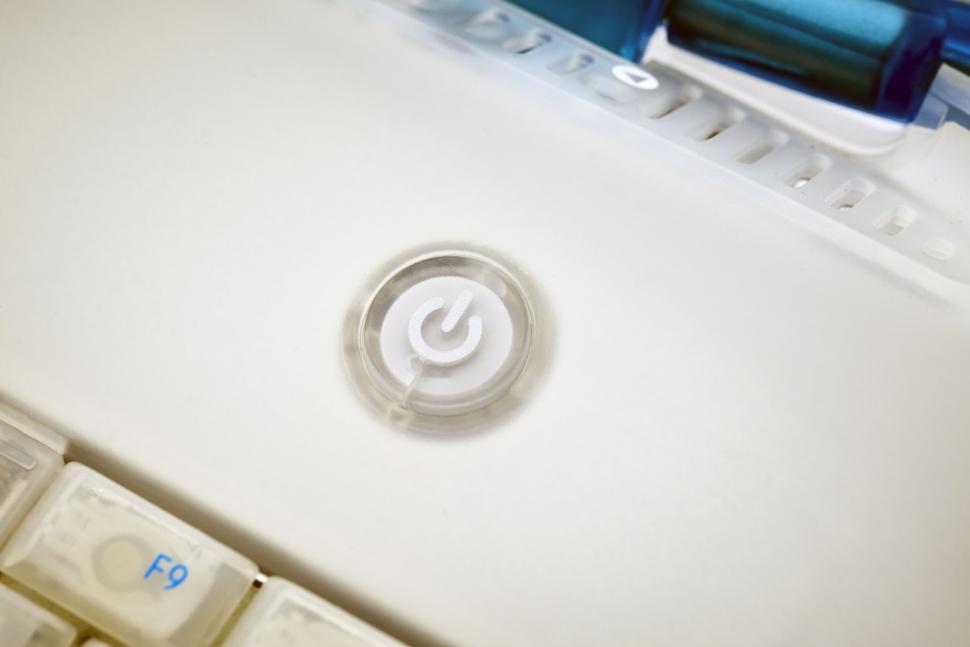 Free Image of Close-up of a power button and surrounding keys on a laptop 