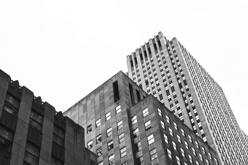 Free Image of Black and white high-rise buildings defining urban landscape 