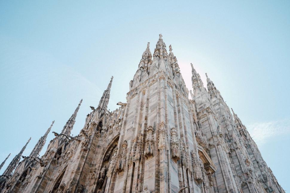 Free Image of A breathtaking view of Milan Cathedral s white exterior architecture. 