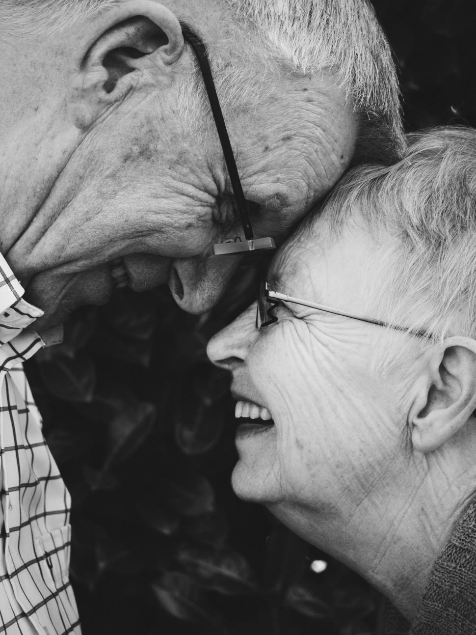 Free Image of Elderly Couple Sharing a Sweet, Intimate Moment Together. 