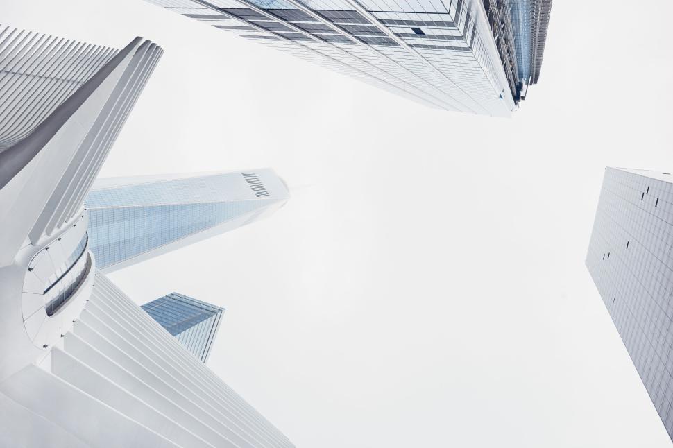 Free Image of Skyscrapers reaching towards sky in modern city skyline daytime view 