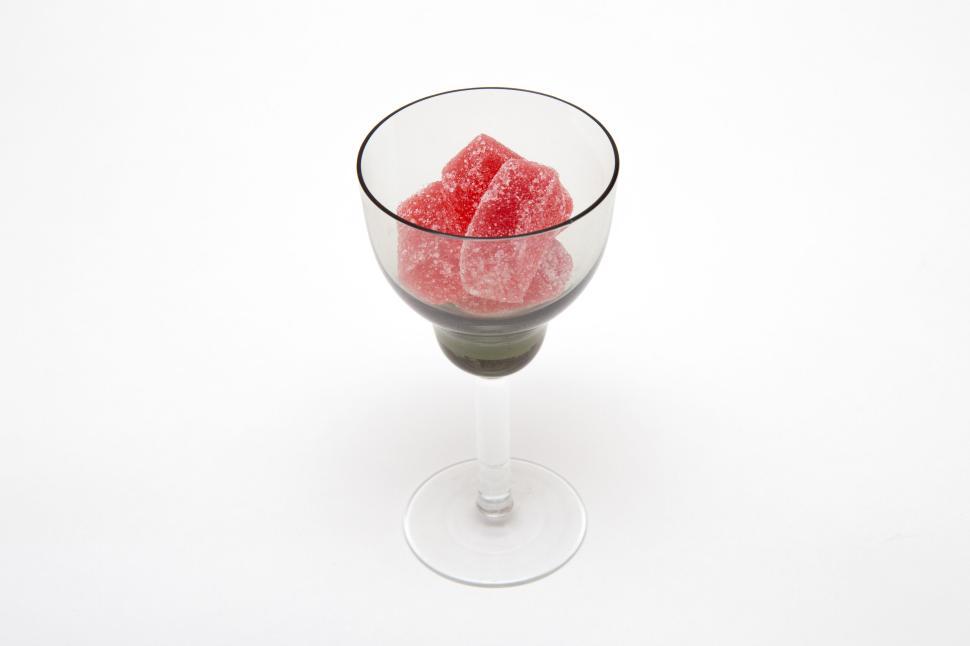 Free Image of Red jelly candies in a glass bowl 