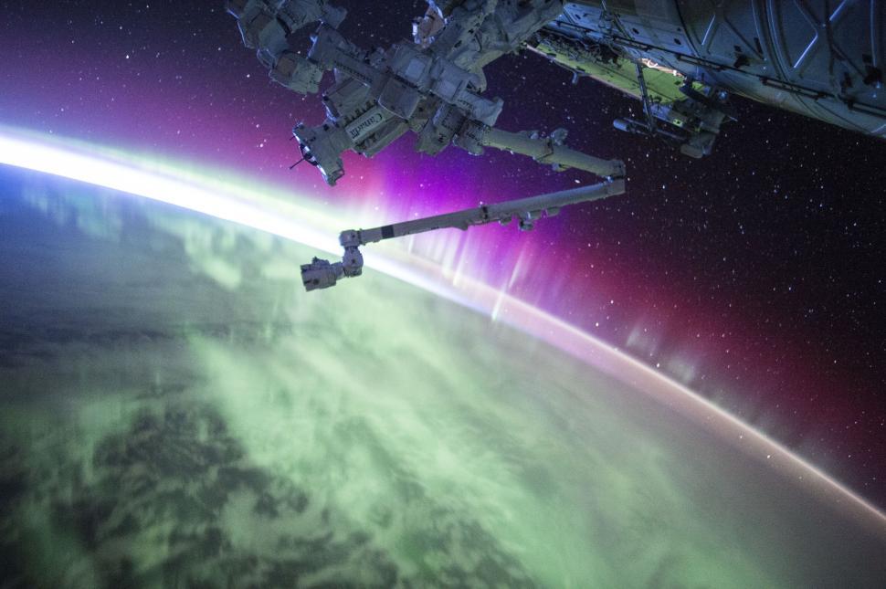 Free Image of Astronaut s view of northern lights from International Space Station. 