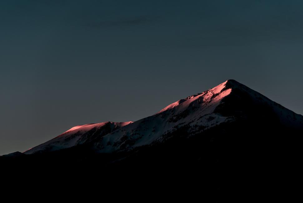 Free Image of Mountain peaks at dusk with a hint of sunlight 
