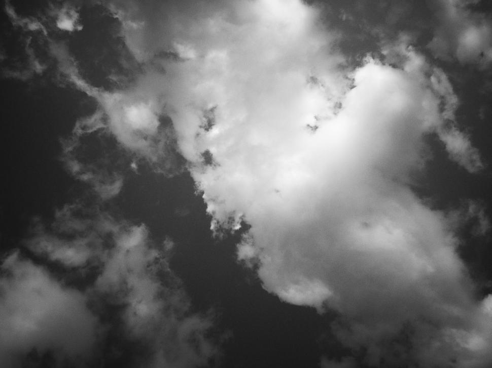 Free Image of Dramatic black and white clouds in a moody sky. 