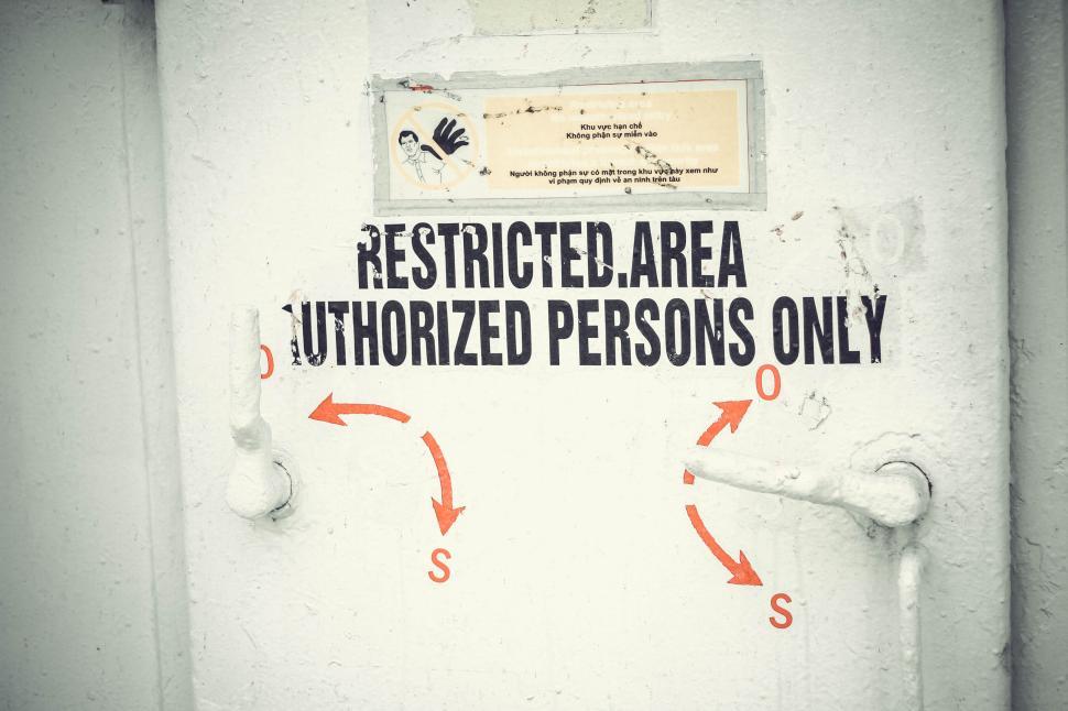 Free Image of Restricted area authorized persons only entry sign 