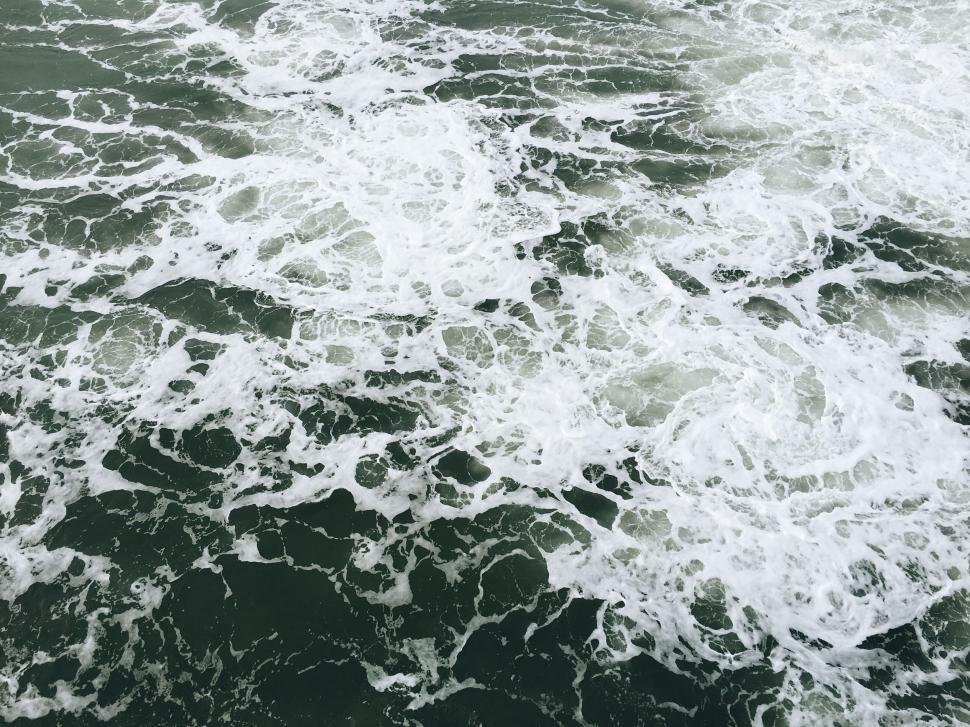 Free Image of Close-up of the ocean s rhythmic waves and foam. 
