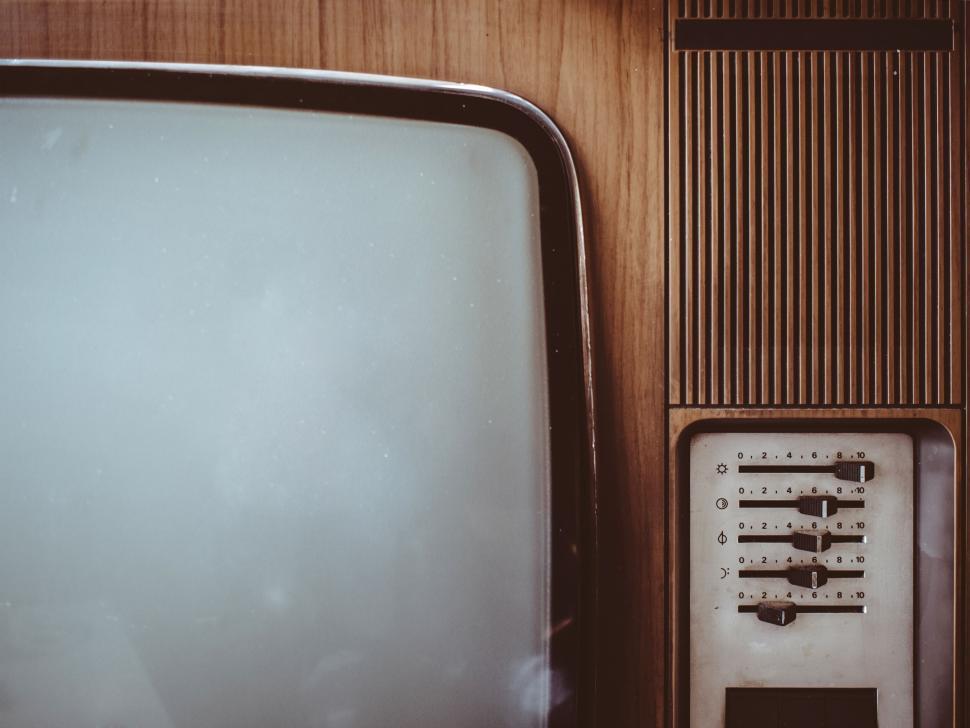 Free Image of Vintage television, retro style with dials and antenna 