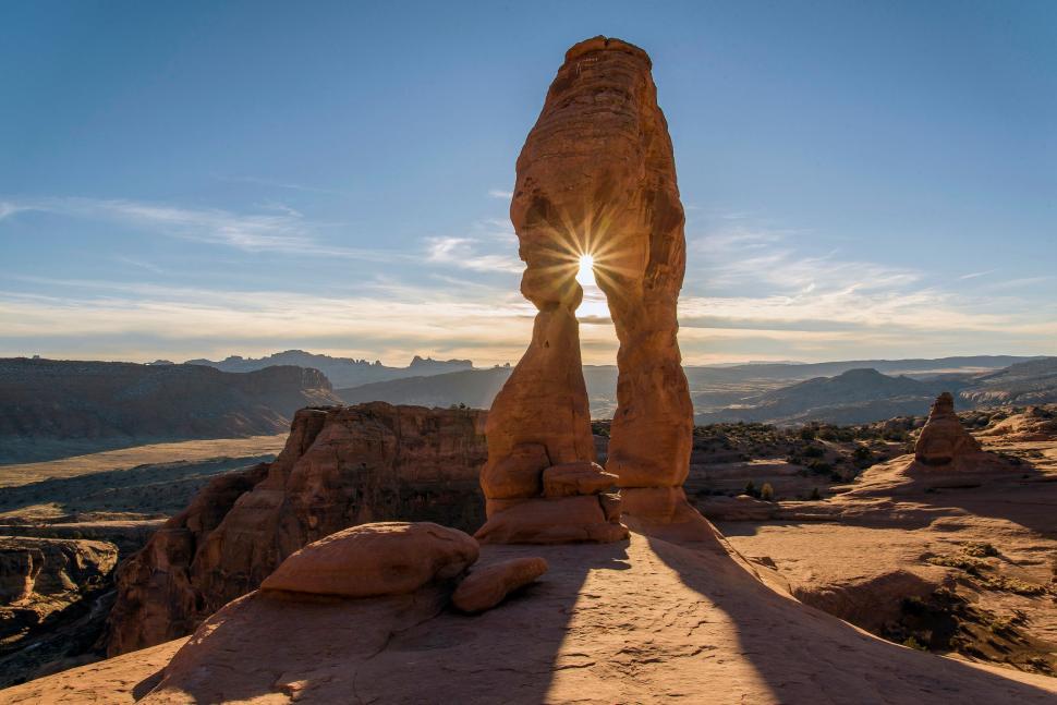 Free Image of Sunset through Delicate Arch at Arches National Park 