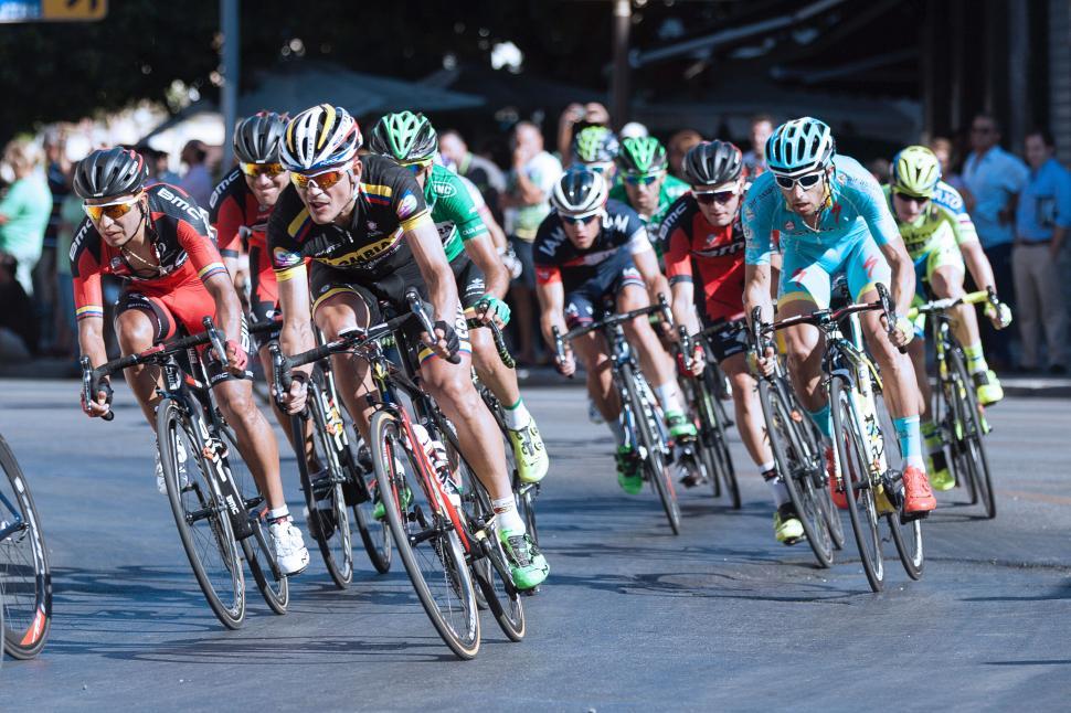 Free Image of Cycling competition with a group of focused cyclists 