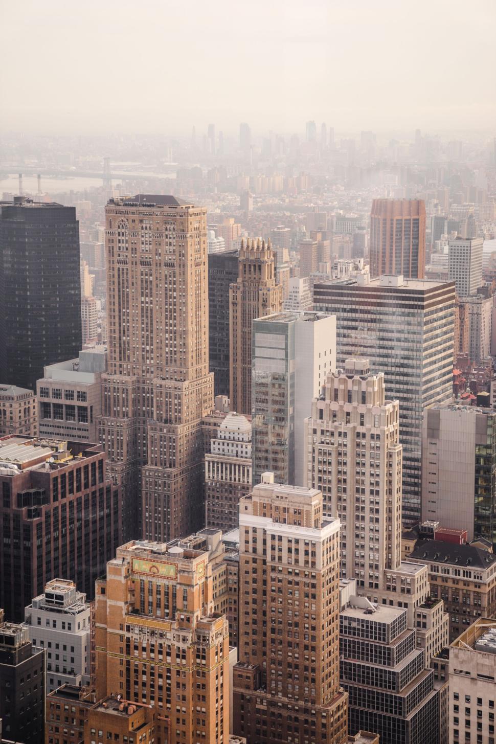 Free Image of High-rise buildings forming dense skyline in the city. 