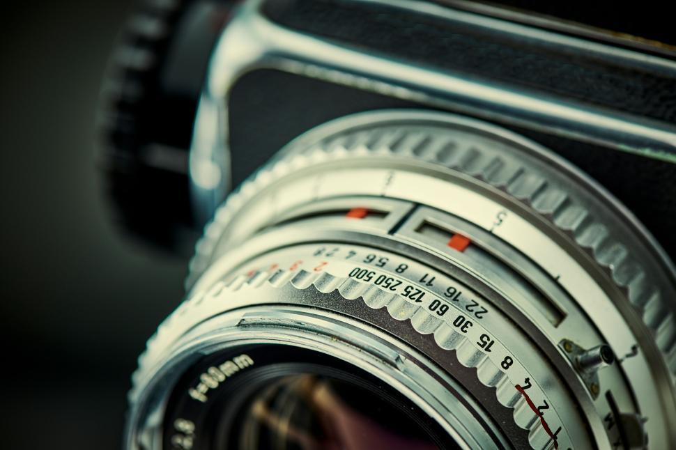 Free Image of Detailed shot of a classic camera’s focusing ring settings. 