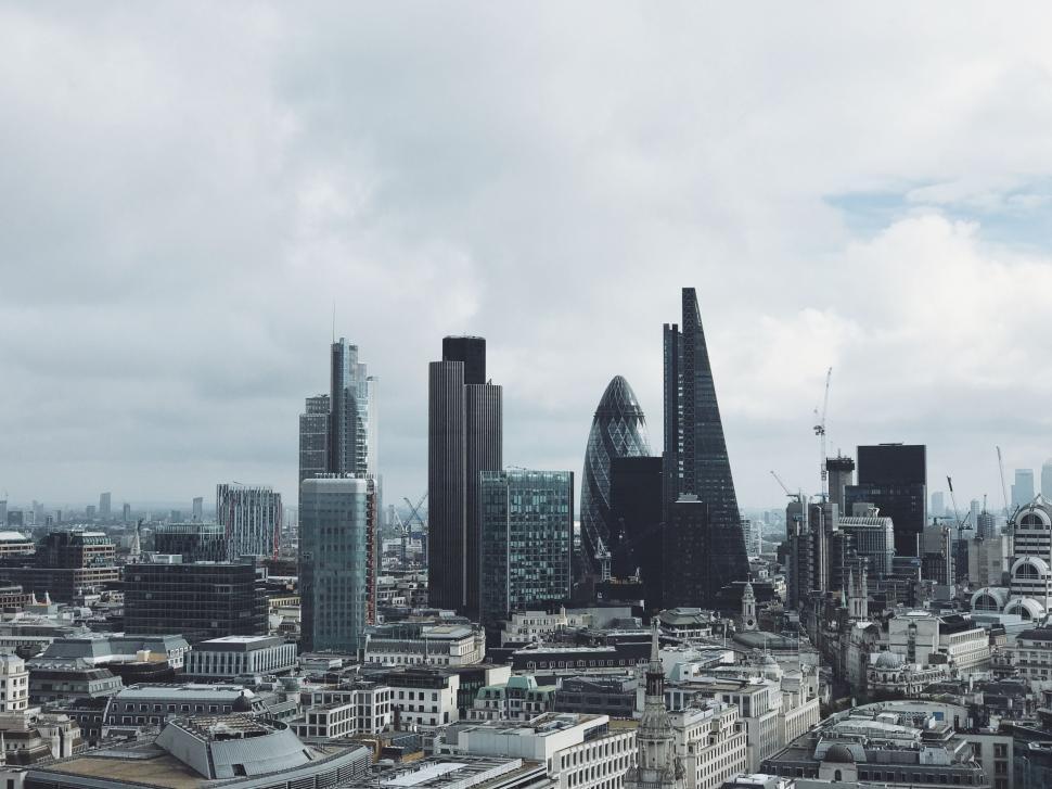 Free Image of Cityscape view of modern skyscrapers and buildings 