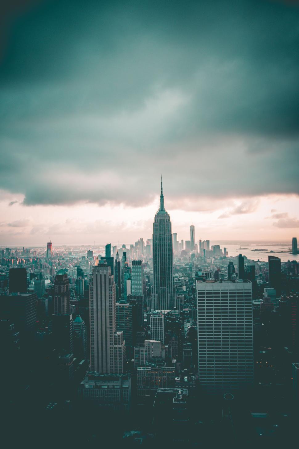 Free Image of Dramatic skyline featuring the iconic Empire State Building 