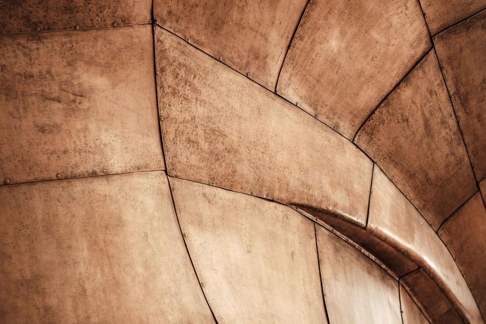 Free Image of Copper-plated abstract architectural curves and textures 