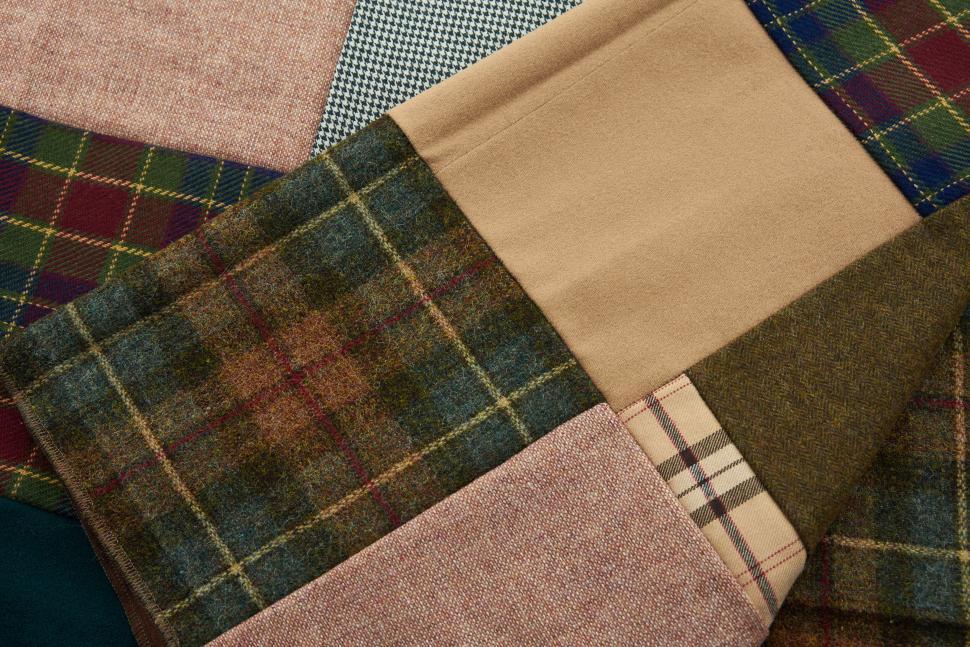 Free Image of Patchwork of different plaid and plain fabrics, textile art 