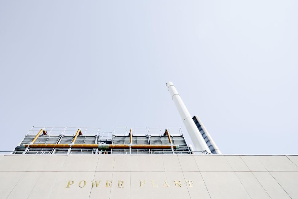 Free Image of Modern industrial power plant with smoke stacks 