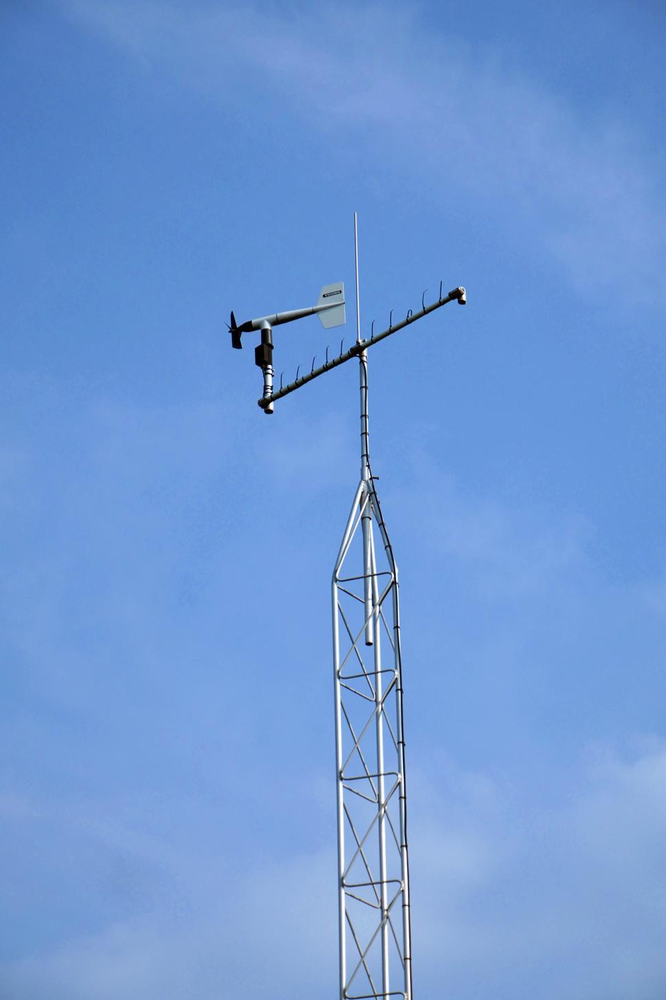 Free Image of Weather Sensor On Metal Tower 