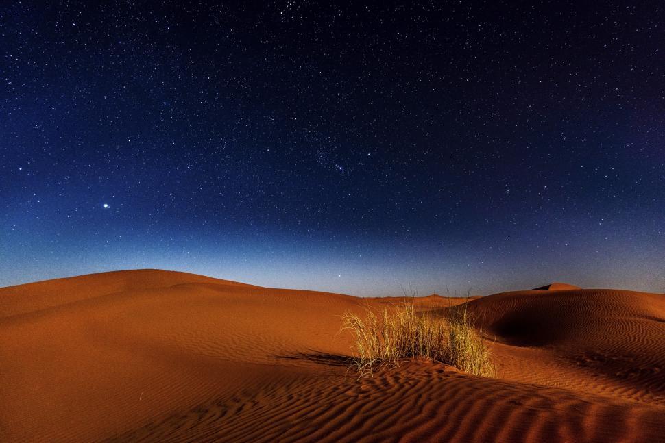 Free Image of Starlit desert under a clear, bold night sky 