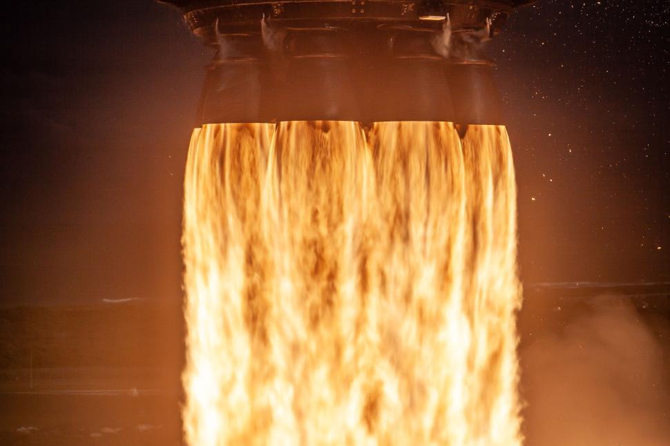 Free Image of Close-up of rocket engines during launch phase 