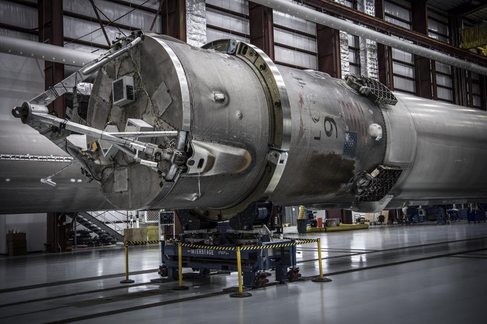 Free Image of Rocket booster lying horizontally after a mission 