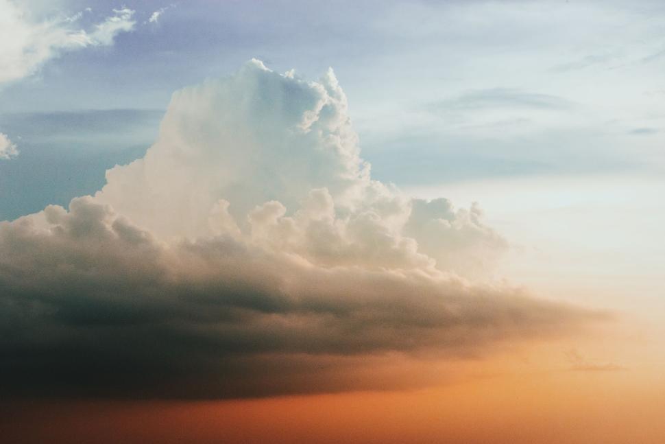 Free Image of Majestic cloud formation during a colorful sunset 