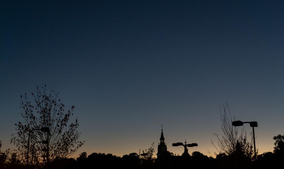 Free Image of Scenic View of a Church at Dusk with Blue Sky 