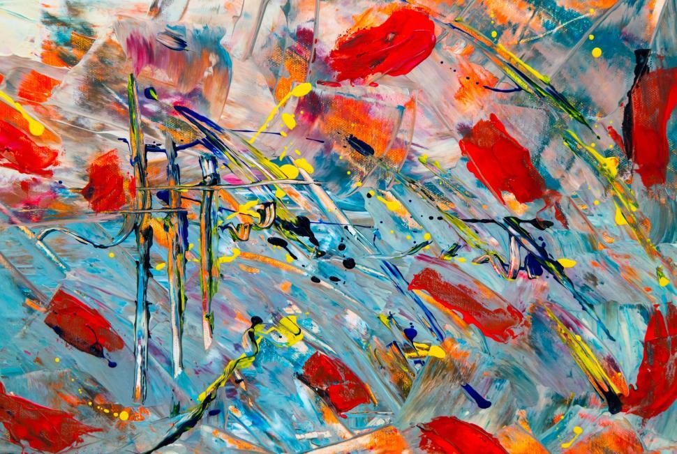 Free Image of Colorful abstract painting with mixed red and blue hues 