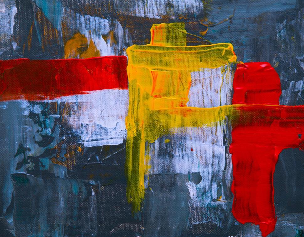 Free Image of Abstract painting with bold strokes of red and yellow 