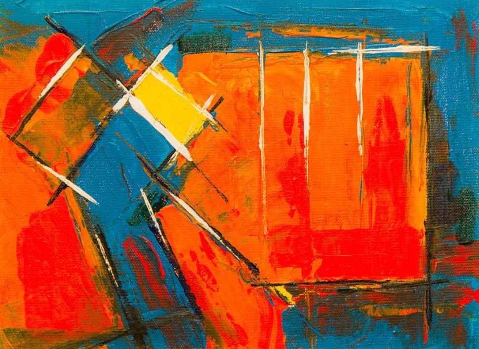 Free Image of Geometric abstract painting with sharp angular shapes 