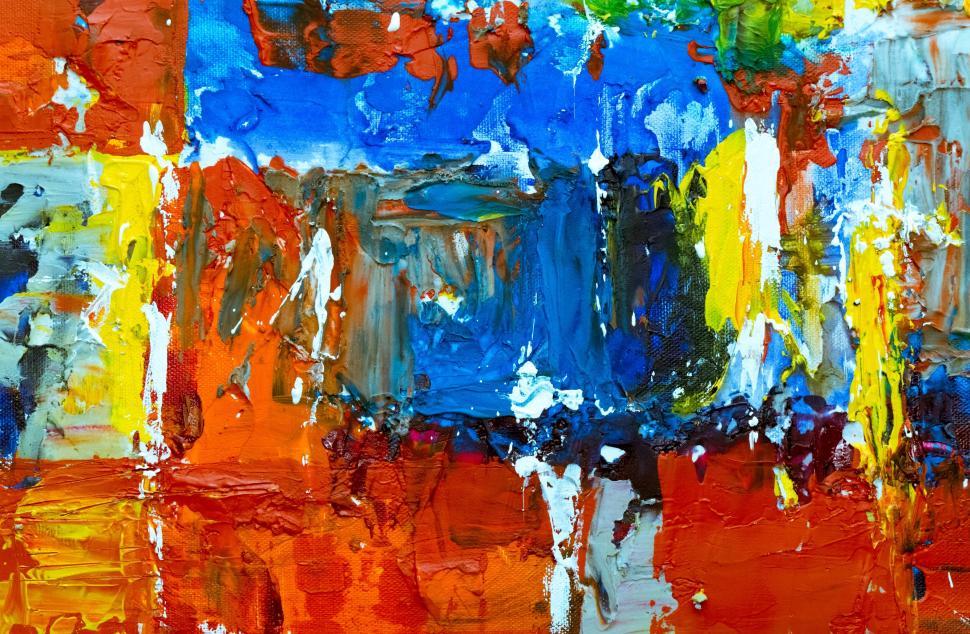 Free Image of Abstract painting with mixed colors and heavy texture 
